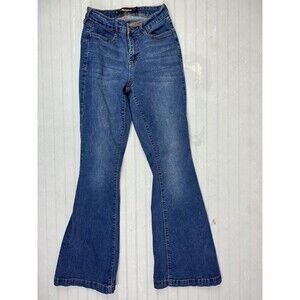 Dollhouse Size 3/4 Womens Jeans Mid Rise Flare Med Wash Stretch